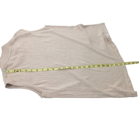 Village Set Vintage Silk Blend Beige Sparkly Mock Neck Tank Top Blouse Size L - Picture 7 of 8